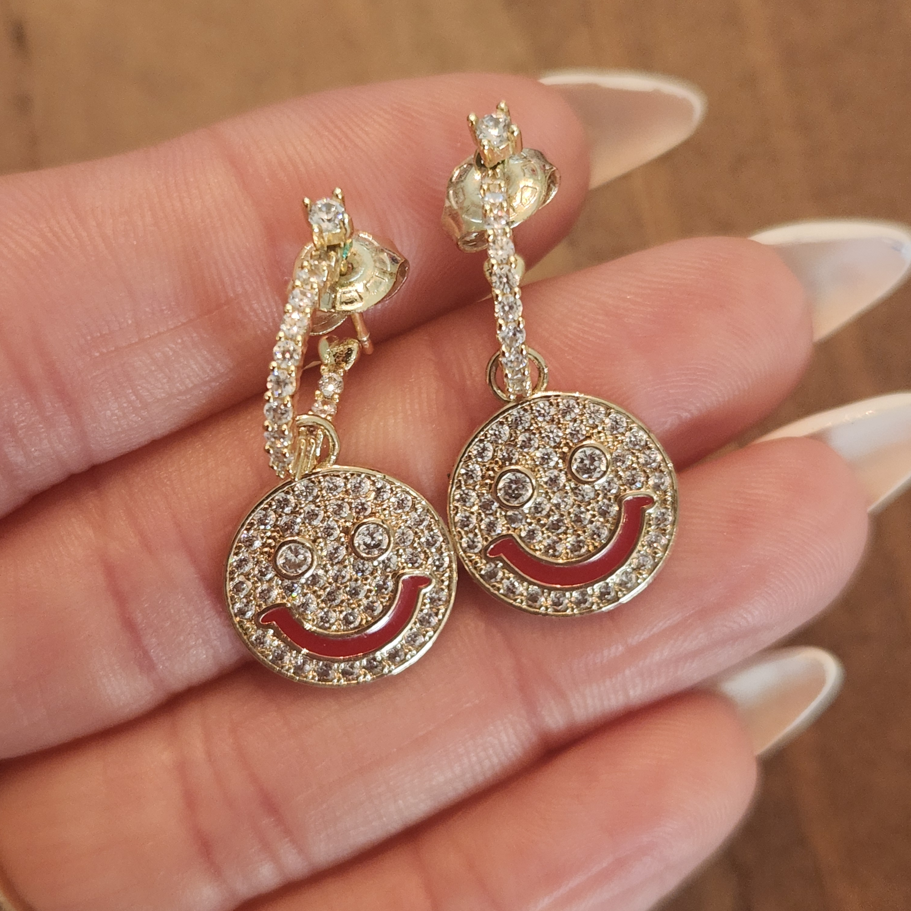 Melinda Maria Gold Smiley Face Earrings